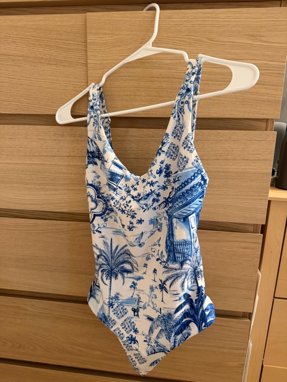 Agua Bendita Blue & White Toile-Print One-Piece Swimsuit